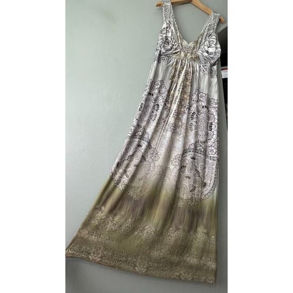 Apt 9 Size Medium Embellished Sublimation Stretch Knit Maxi Dress Fairy Boho - Picture 4 of 7